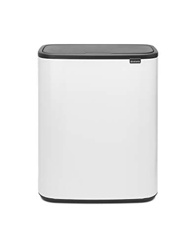 Image of Brabantia Bo Touch Bin - 2 x 30L Inner Buckets (White) Large Waste/Recycling Kitchen Bin - Soft-touch
