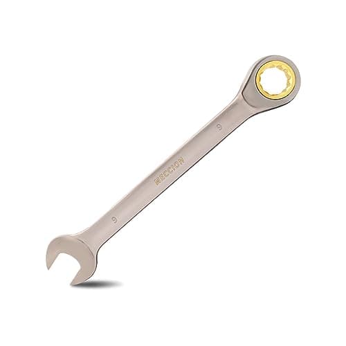 Image of Meccion Fixed Head Ratchet Spanner 9mm Professional Chrome Vanadium Steel Forged Combination Wrench - Black Nickle Plated