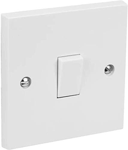 Image of Invero 1 Gang 2 Way Electric Wall Light Switch White Rocker Standard Square 10 Amp