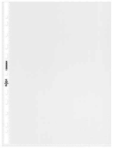 Image of Rexel Quality A4 Punched Pockets, Glass Clear, Pack of 100, 1300064