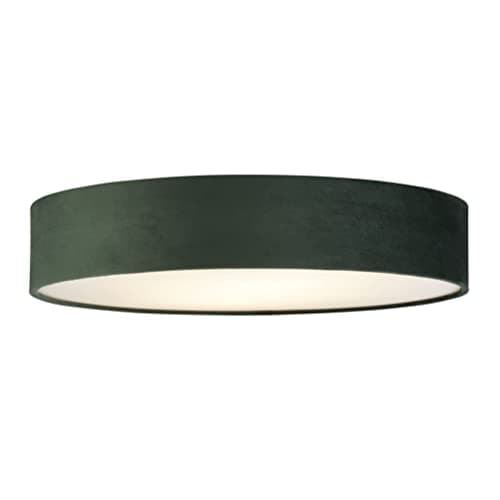 Image of Searchlight Drum Pleat 3 Light Velvet Flush, Green Shade