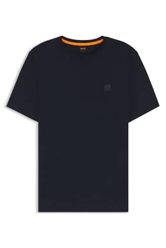 Image of BOSS Mens Tales Logo-Patch T-Shirt in Cotton Jersey