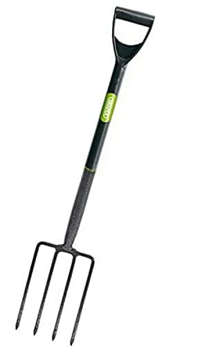 Image of tradefirst Garden Fork Heavy Duty For Digging with D-Grip Plastic Handle, Solid Carbon Steel Garden Hand Fork, Garden Tools, Digging, Mucking Out Fork