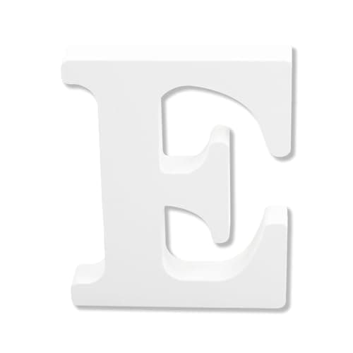 Image of Bojueshaw White Wooden Letters,4 Inch Standing Alphabet,DIY Paintable Letters for Arts & Crafts,Home Decor, Weddings & Parties(Letter E)