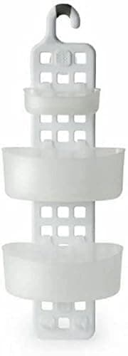 Image of HOMION Hanging Shower caddy Adjustable with Hook Plastic - White 3 Tier Kitchen/Bath storage Unit