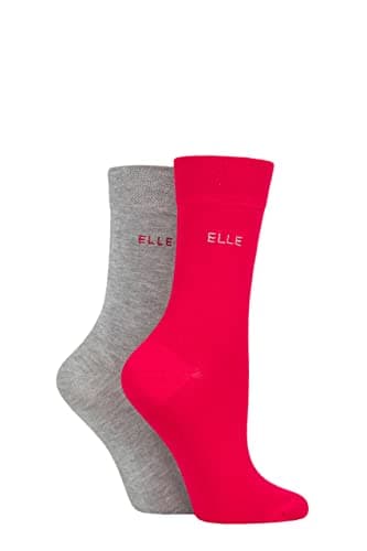 Image of ELLE Ladies Bamboo Fibre Socks - Soft, Breathable & Cooling Plain Socks in a Multipack of 2 Pairs Sizes 4-8 Tropical Pink