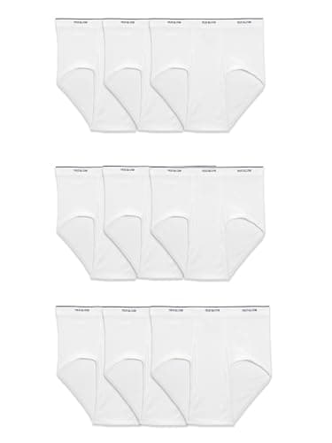 Image of Fruit of the Loom Men's Basic White Multipack Briefs, 9 Pack - White, L UK
