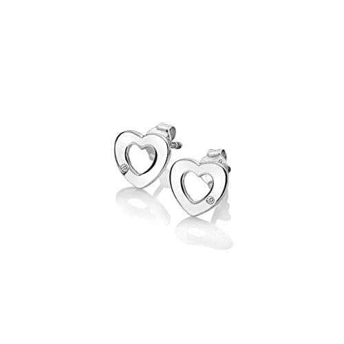 Image of Hot Diamond Sterling Silver Amulet Heart Earrings with Diamond | 925 Sterling Silver and real Hand-Set Diamonds | Luxury Gift Wrap Included | Romantic Earrings For Her