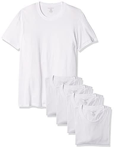 Image of Nautica Men's Cotton Crew Neck T-Shirts Polo, White-5 Pack, XL (Pack of 5)