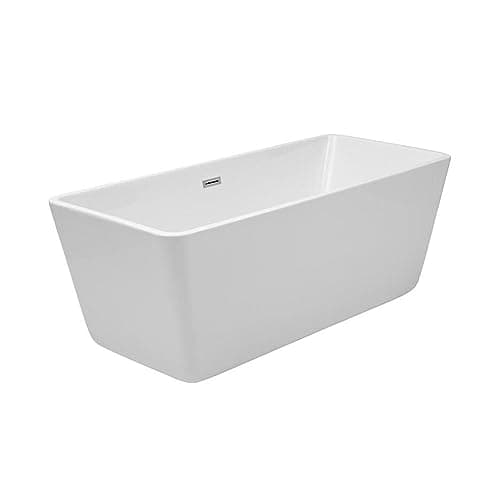 Image of Milano Elswick White 1500mm x 750mm Double Ended Freestanding Square Bath Chrome Overflow Waste