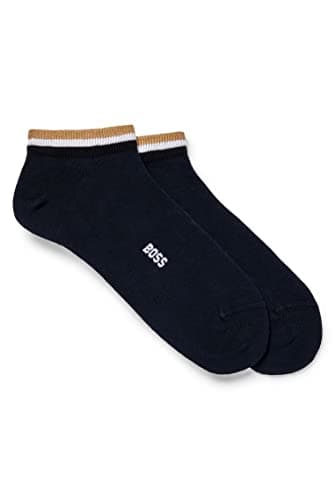 Image of BOSS Mens 2P AS Uni stripe CC Two-pack of ankle-length socks with signature stripe
