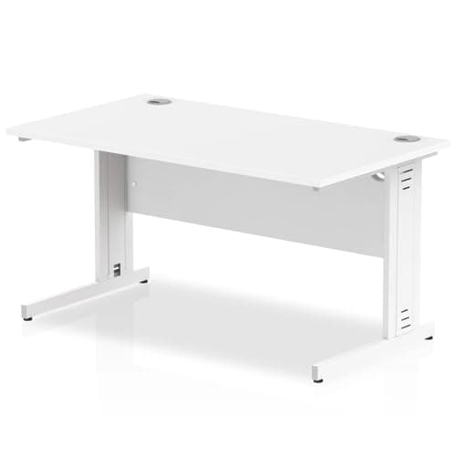 Image of Mr Office Impulse Straight Desk, White Cable Managed Leg - 800mm deep, White, 1400