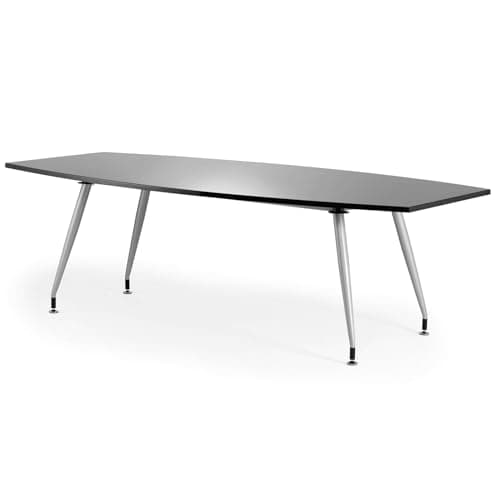 Image of OPO Impulse Freestanding 1800/2400mm High Gloss Writable Rectangular Boardroom Table Cantilever Leg | Sturdy Build Weather & Heat Resistant Melamine Finish Meeting Table Black 2400