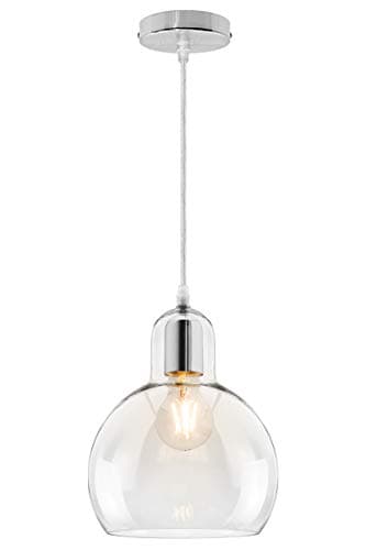 Image of Mini Globe Clear Glass Pendant Light Modern Transparent Lamp Shade Chrome Ceiling Rose M0185G