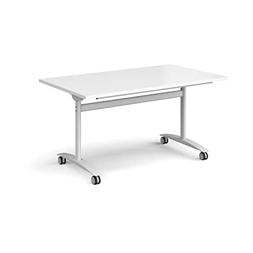 Image of Mr Office Rectangular deluxe fliptop meeting table - white frame, White, 1400, White