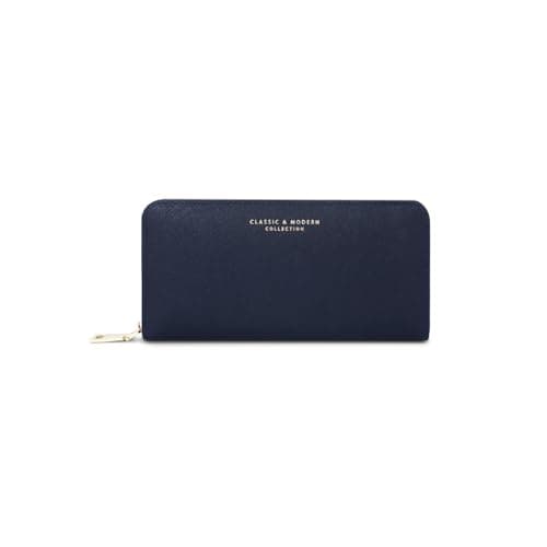 Image of PORRASSO Wristlet Bag Women Wallets Elegant Purse Ladies Wallet Card Holder Clutch Wallet with Wrist Strap Phone Bag Change Pouch Navy Blue