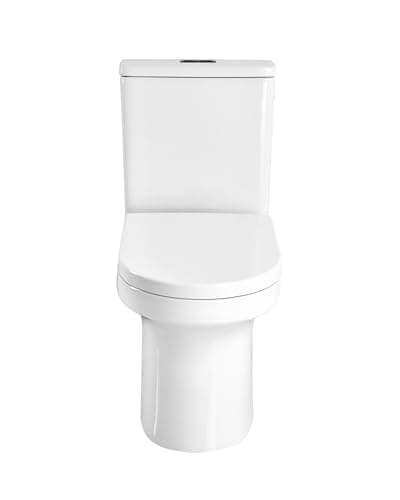 Image of Close Coupled Toilet Rimless Modern Bathroom WC Short Projection with Soft Close Seat