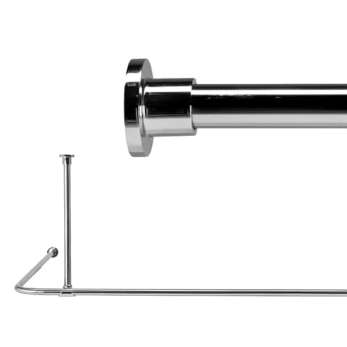 Image of Croydex Premium Stainless Steel Ceiling Support L-Shaped Shower Rod, 200 x 100 cm
