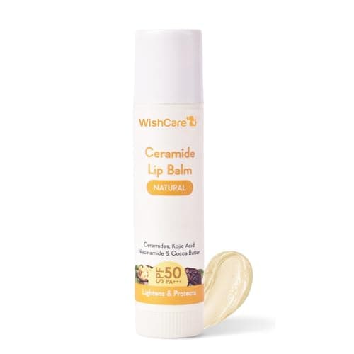 Image of WishCare Ceramide Lip Balm with SPF50 PA+++ - Kojic Acid & Niacinamide - For Lip Lightening & Protection 5gm