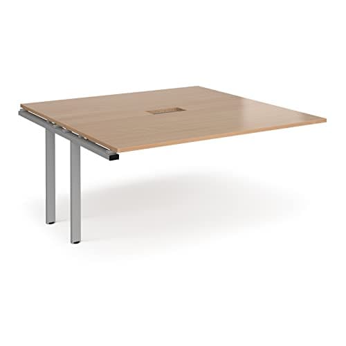 Image of Mr Office Adapt boardroom table add on unit, with power ready cutouts - silver frame, Beech