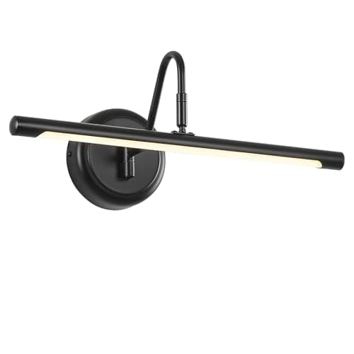 Image of JOOSENLUX LED Picture Light Hardwired Matte Black Modern Picture Lights for Paintings 16.54'' Inch Long Swing Arm Metal Art Lights Warm White 3000K