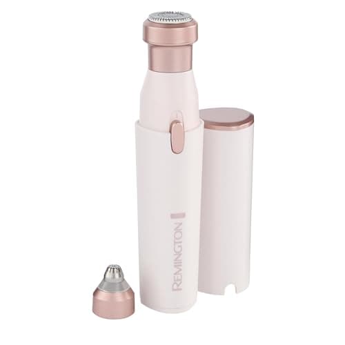 Image of REMINGTON® 2-in-1 Facial Hair Remover [Hypoallergenic Attachments, LED Light, USB-C, 80min Runtime] BareMe (Gentle Shaver, Trimmer, Brow Sculptor, 100% Waterproof, Integrated Storage Cap) WFS200
