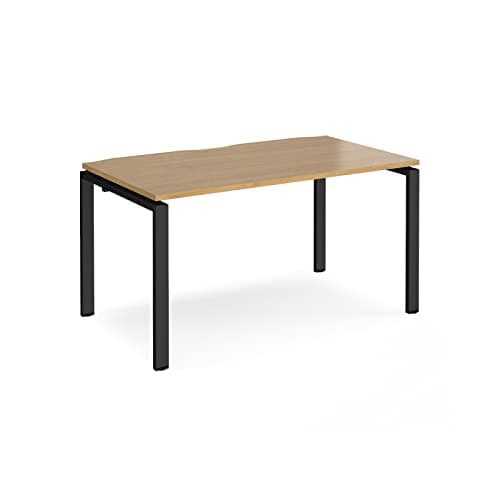 Image of Mr Office Adapt single desk 800mm deep - black frame, Oak, 1400