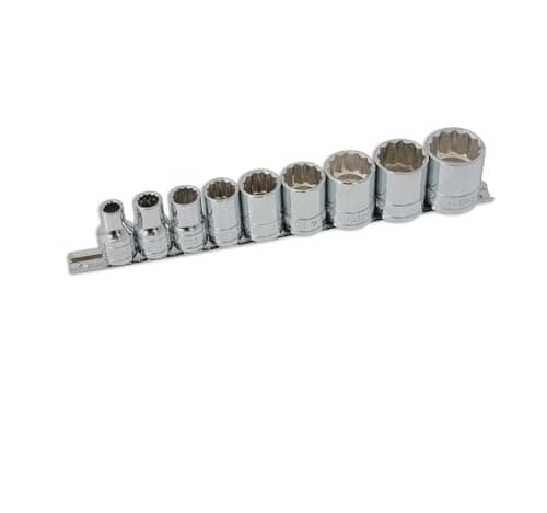 Image of Whitworth Socket Set, 1/2 Inch Drive, 9 Piece, Bi-Hex, Chrome Vanadium, Imperial BSW, for Classic Cars & Workshop