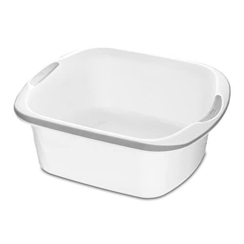 Image of Addis Premium Soft Grip Large Rectangular Washing Up Bowl, 9.5 litre, White and Grey