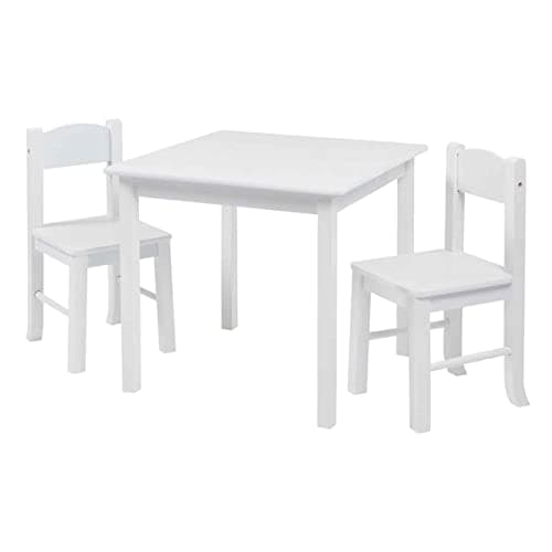 Image of Liberty House Toys Children's White Wooden Table & 2 Chairs Set, Engineered Wood, 53.5cm H W x 60cm D