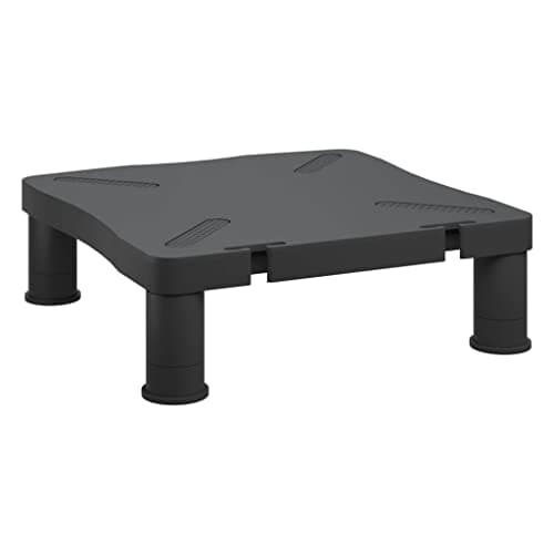 Image of RCODSSK HIPS Monitor Stand Black 33.5x34x10.5 cm Desk Riser with Adjustable Height Levels for Ergonomic Viewing, Storage Space Underneath for Keyboard and Devices