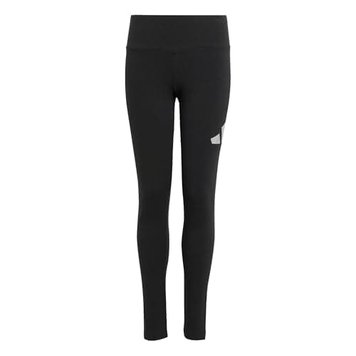 Image of adidas Girl's Junior Girl Everyday Glam Cotton Leggings, black/silver met., 11-12 Years