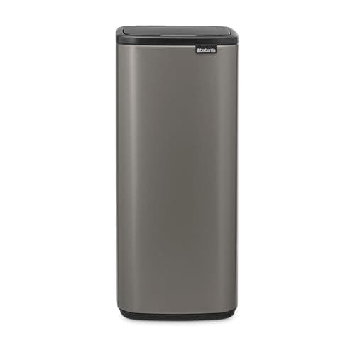 Image of Brabantia Bo Touch Bin 30L (Platinum), Space-Efficient and Rectangular Waste Bin with Soft-Touch Opening System, Easy to Clean Removable Plastic Inner Bucket with Free PerfectFit Rubbish Bags Included