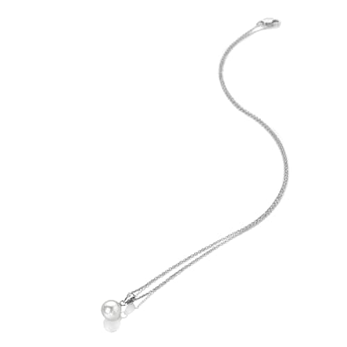 Image of Hot Diamonds Amulets Pearl Pendant | 9250Sterling Silver Necklace with Pearl & Real Diamond – Dainty Pendant for Women on 16"-18" (40-45 cm) Adjustable Chain | Elegant Silver Jewellery For Women