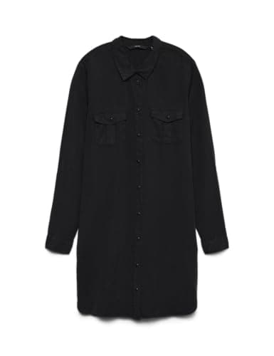 Image of VERO MODA NOS Women's Vmsilla Ls Short Dress Blck Noos Ga Dress, Black (Black Black), 8 (Manufacturer Size: X-Small)