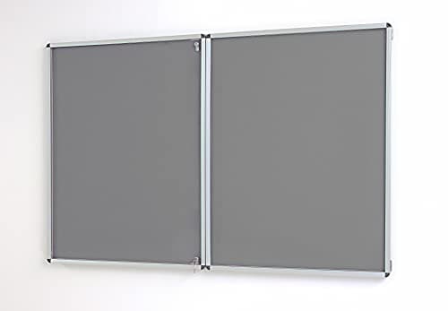 Image of Grey Huge Fully Fire Retardant Lockable Notice Board [2 Locks] - Tamperproof Display Board 1800 x 1200 (180cm x 120cm)