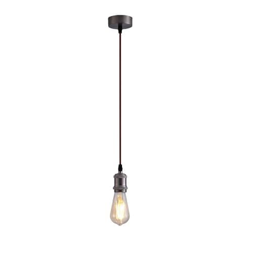 Image of TEKLED® Basic LED Ceiling Light | Vintage Industrial Retro Pendant Light | E27 Edison | Modern Design Pendant Light | for Bar Kitchen Dining Room Bedroom Coffee Shop Nickel (Bulb not Included)