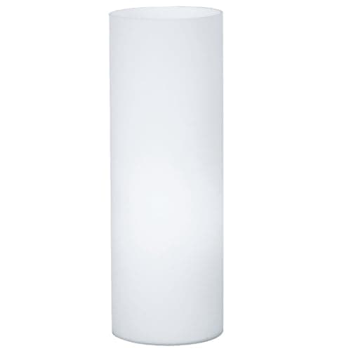Image of Britalia Matt White Opal Frosted Cylinder Glass Vintage Retro Table Desk Lamp | 35cm Height | 1 x ES E27 Lamp Bulb Required | UK Approved | Inline Switch | Modern Influence