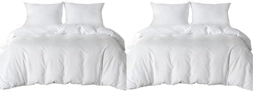 Image of Good Nite Single Duvet Bedding Cover Set Duvet Cover with 2pcs Pillowcases Soft Microfibre Polyester Duvet Cover Sets （White） (Pack of 2)