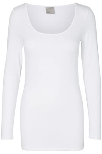 Image of Vero Moda Women's Vmmaxi My Soft U-neck Noos Long Sleeve Top, White (Bright White), 38 UK