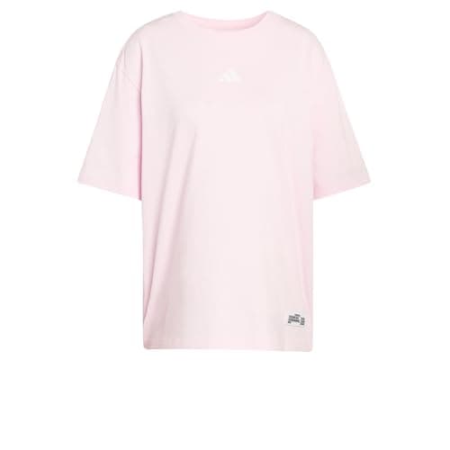 Image of adidas Women's MINI Embroidery Oversized Graphic T-Shirt, Clear Pink/White, L
