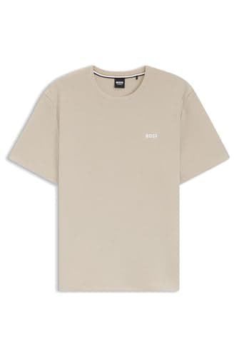 Image of BOSS Mens Structured T-Shirt Short Sleeve Cotton Light Beige M