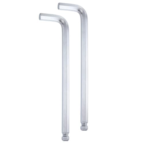Image of sourcing map 2pcs Ball End Hex Key Wrench 12mm Metric Chrome-Vanadium Steel L-Shape Long Arm Hexagon Wrenches Repairing Tool for Home Bike Motorcycle Repair, Silver