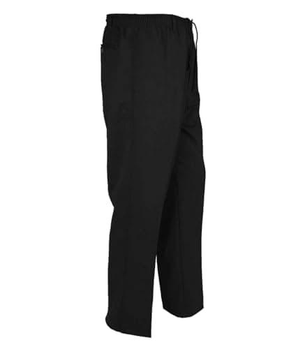 Image of REAL LIFE FASHION LTD Mens Adjustable Waist Plain Rugby Trousers Straight Leg Golf Pants Adults Casual Wear Work Pants Smart Rugby Bottoms (Black Waist 32"/ Inside Leg 27")