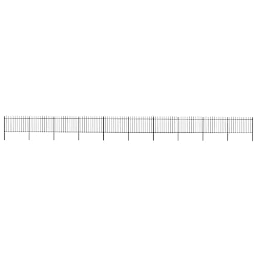 Image of vidaXL Garden Fence with Spear Top Steel 1781.5x120 cm Black
