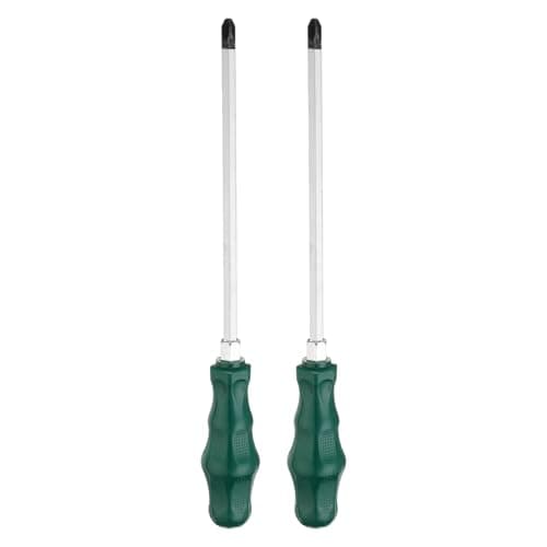 Image of sourcing map 2pcs PH3 Phillips Screwdriver #3 11.8" Magnetic Demolition Screwdrivers 7.9" CR-V with Ergonomic Handle for DIY Repairing, Green