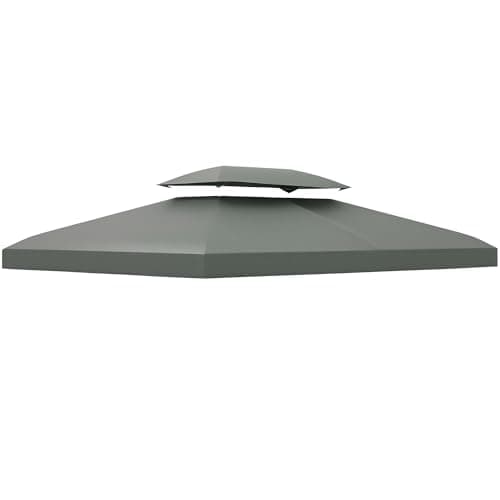 Image of Outsunny 3x4m Gazebo Canopy Replacement Cover, 2 Tier Top Roof UV Cover Garden Patio Outdoor Sun Awning Shelters, Dark Grey (TOP COVER ONLY)