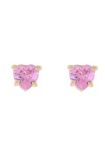 Image of Juicy Couture Solitaire Crystal Heart Stud Earrings for Women (Gold/Pink Crystal)