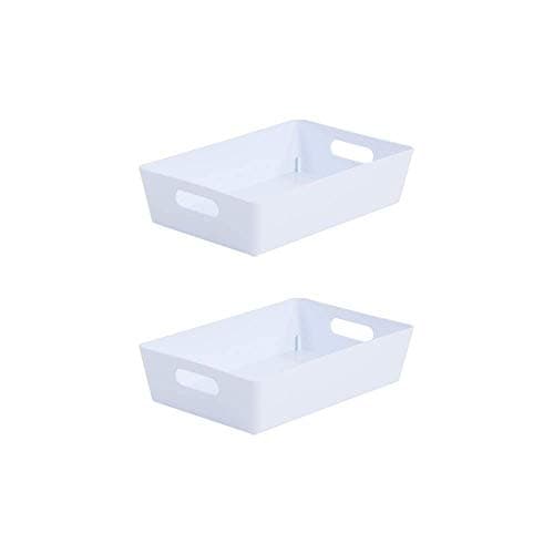 Image of Wham Bam 4.01 Ice White Plastic Studio Storage Baskets Office Home & Kitchen Tidy Organiser 25.5 x 17 x 6cm (2 Baskets)