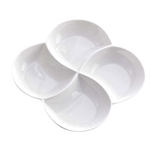 Image of MOLUCKFU Ceramic Compartment Food Plate 22x22cm Divided Serving Tray 4-Section Snack Dessert Dish for Restaurant Home Use